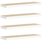 Floating Wall Shelves 4 pcs Oak and White 90x23.5x3.8 cm MDF 326584