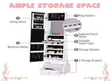 Jewellery Cabinet led, mirroir Cabinet Armoire Floor Standing Flip-over Makeup Shelf Organizer T3398P329553