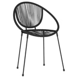 Dining Set Black Powder-coated steel, glass, PVC rattan Stackable 3099131