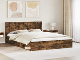 Bed Frame with Storage and Headboard Smoked Oak 135 x 190 cm 3413865