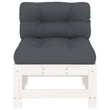 Middle Sofas with Cushions 2 pcs White Solid Wood Pine 825689