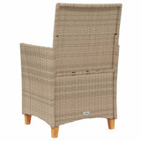 Garden Chairs with Cushions 2 pcs Beige Poly Rattan&Solid Wood 368719