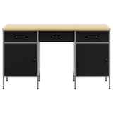 Work Cabinet with Drawer 3 pcs Black Engineered Wood and Steel 3321374