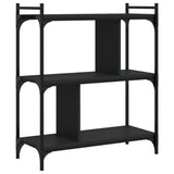 Bookcase 3-Tier Black 76x32x88 cm Engineered Wood 833930