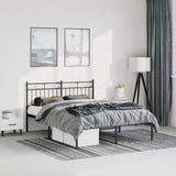 Metal Bed Frame without Mattress with Headboard Black 135x190cm 373690