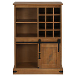 ZNTS Wine Cabinet HALDEN with Wine Racks and Sliding Door Pine 4018445