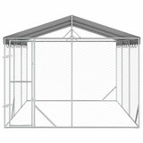 Outdoor Dog Kennel with Roof Silver 3x4.5x2.5 m Galvanised Steel 3190487