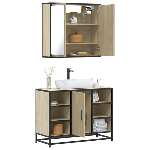 ZNTS 2 Piece Bathroom Furniture Set Sonoma Oak Engineered Wood 3300911