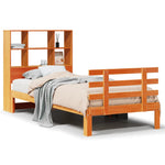 ZNTS Bookcase Bed without Mattress Wax Brown 100x200cm Solid Wood Pine 3322773