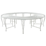 Tree Bench 8-Seater 160 x 44 cm Steel Antique White Round 42029511