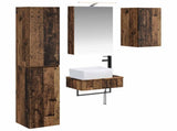Bathroom Furniture Set 5 pcs Old Wood Engineered Wood and Glass 3407269