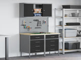 Work Cabinet Set 5 pcs Black Steel and Engineered Wood 3321422