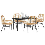 Garden Dining Set 5 pcs Brown Poly Rattan 3380850
