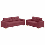 Sofa Set with Cushion 2 pcs Wine Red 221 x 78 x 80 cm Fabric 3324713