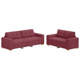 Sofa Set with Cushion 2 pcs Wine Red 221 x 78 x 80 cm Fabric 3324713
