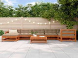 Garden Lounge Set 8 pcs Wax Brown Solid Pine Wood 3418090