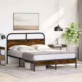 Bed Frame Without Mattress 120x190 cm Smoked Oak Engineered Wood 4100353