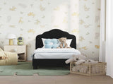 Toddler Bed Frame with Headboard Black 70 x 140 cm Velvet 42010931