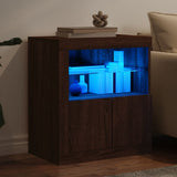 Sideboard with LED Lights Brown Oak 60.5x37x67 cm 836622