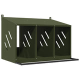Chicken Nesting Box with 3 Compartments Olive Green Metal 864345