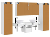 Bathroom Furniture Set 6 pcs White Engineered Wood and Glass 3407183