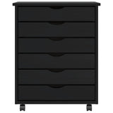 Rolling Cabinet with Drawers "MOSS" Black Solid Wood Pine 4015784