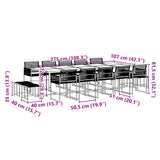 15 Piece Garden Dining Set Black Poly Rattan 3295056