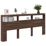 Headboard Cabinet with LED Brown Oak 220x17x102 cm 839230