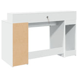 ZNTS Desk with LED Lights White 140x55x91 cm Engineered Wood 3309420