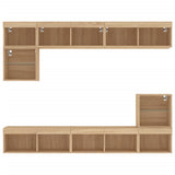 8 Piece TV Wall Units with LED Sonoma Oak Engineered Wood 3216670