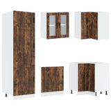 14 Piece Kitchen Cabinet Set "Porto" Smoked Oak Engineered Wood 3314996