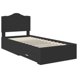 Bed Frame with Headboard Black 70 x 190 cm Engineered Wood 3413667