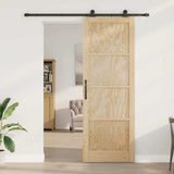 Sliding Door Natural and Black 83 x 232 cm Solid Pine Wood 3333368