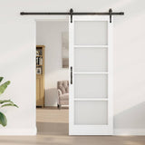 Sliding Door White 78 x 211 cm Solid Pine Wood and Glass 3332330