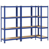 4-Layer Storage Shelves 3 pcs Blue Steel&Engineered Wood 3307580