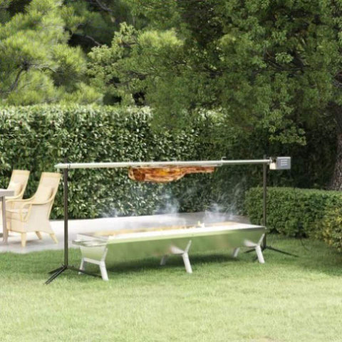 BBQ Tray Silver 158x42x31 cm Stainless Steel 319968