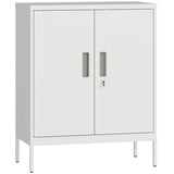 Metal Storage Cabinet with Lock and Adjustable Shelves - White T3398P425018