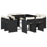 Garden Dining Set Black and Cream White PE Rattan 8-Seater 3211194