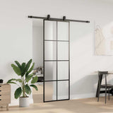 Sliding Door with Hardware Set Black 76x205 cm ESG Glass 3375803
