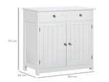 75x60cm Freestanding Bathroom Storage Cabinet Unit w/ 2 Drawers Cupboard Adjustable Shelf Metal T3398P341242