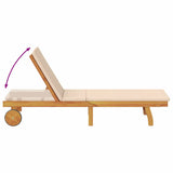 Sun Lounger Reclining with Cushion Beige Solid Acacia Wood 3407701
