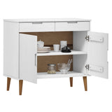 Sideboard MOLDE White 90x40x80 cm Solid Wood Pine 350547