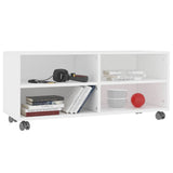 800180 TV Cabinet with Castors White 90x35x35 cm Engineered Wood