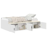 Storage Bed Frame White 90 x 190 cm Engineered wood 3335205
