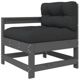 7 Piece Garden Lounge Set with Cushions Grey Solid Wood 3185971