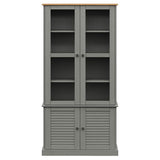 Glass Display Cabinet VIGO Grey 85x35x170 cm Solid Wood Pine 353195