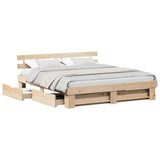 Bed Frame with Headboard Brown 200 x 200 cm Solid Pine Wood 3382262