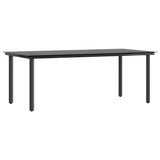9 Piece Garden Dining Set Black Poly Rattan Glass 3334589