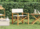 Folding Director's Chair Cream Solid Wood Teak 4008507