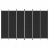 6-Panel Room Divider Black 300x200 cm Fabric 350193